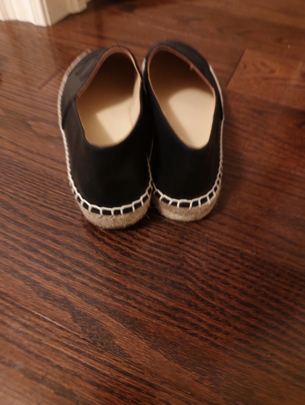 CHANEL Black Leather Espadrille Slip-Ons with CC Includes Chanel Bag - Picture 5 of 8